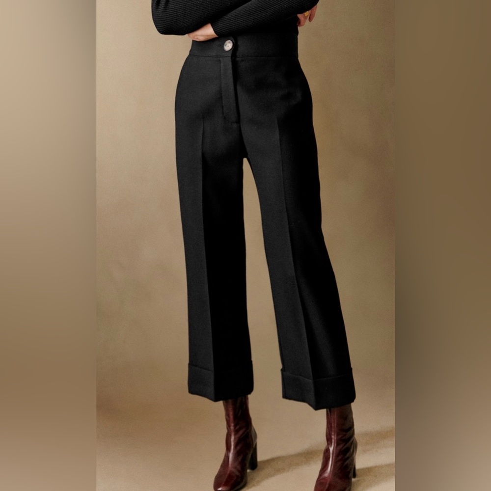 NEW w/o Tags - SEZANE Damon Black Cropped Women's Pants Trousers